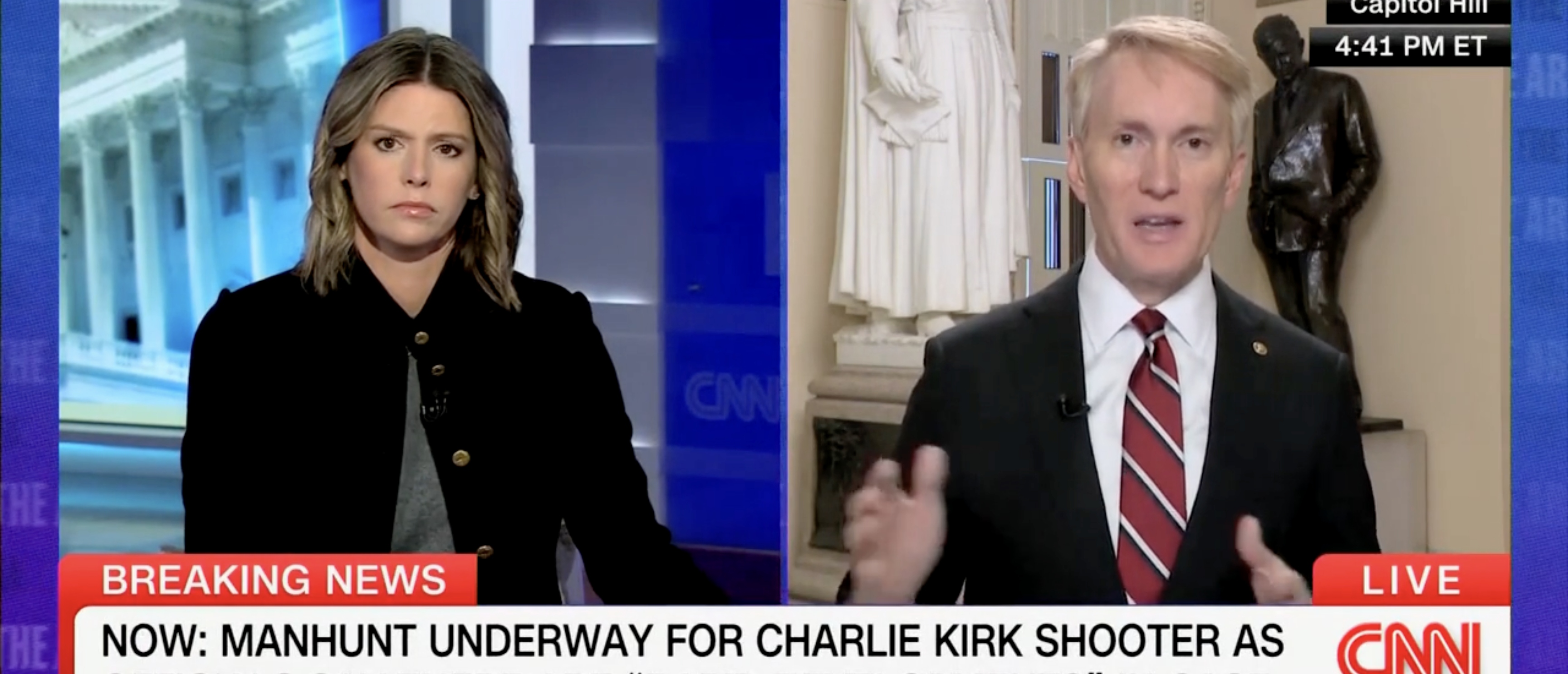 Sen. Lankford on "The Arena with Kasie Hunt" discussing Kirk responses [Screenshot/CNN/"The Arena with Kasie Hunt"]